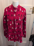 2XL Red Cat Pattern Long Sleeve Buttoned Pyjama Shirt
