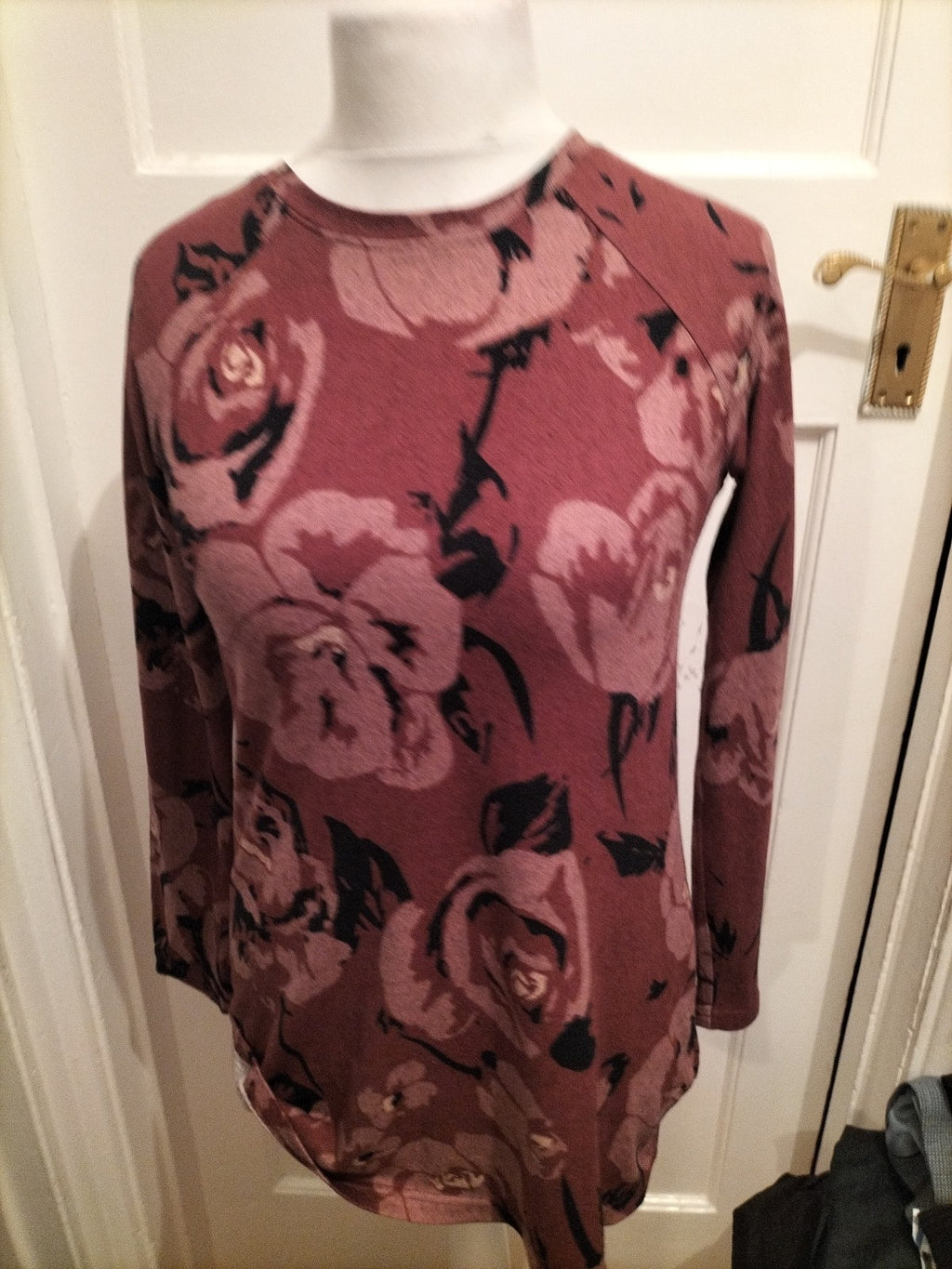 Ladies Marks And Spencer Size 10 Pink/Purple Long Sleeve Floral Dress