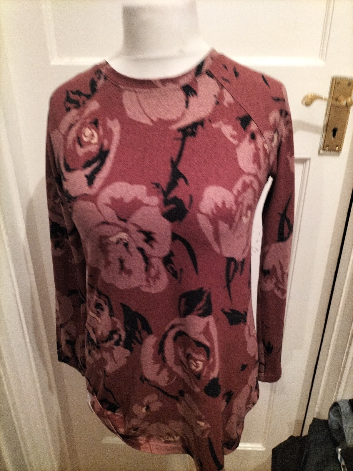 Ladies Marks And Spencer Size 10 Pink/Purple Long Sleeve Floral Dress