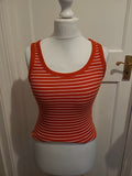 Ladies Marks And Spencer Size 10 Red And White Striped Sleeveless Top