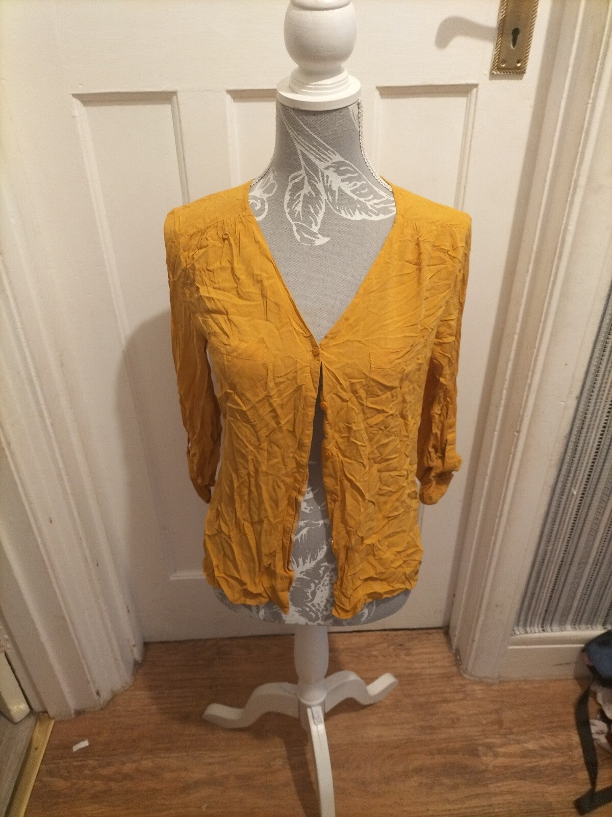 Ladies Primark Size 10 Mustard Long Sleeved Blouse