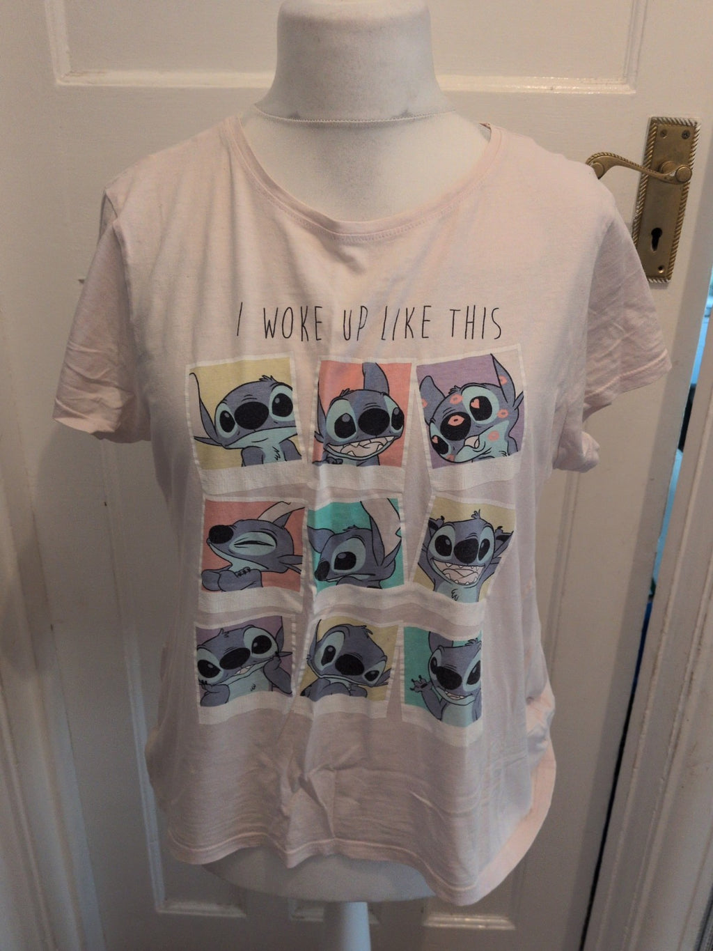 Primark Disney Medium Pale Pink Stitch Short Sleeve Pyjama Top