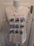 Primark Disney Medium Pale Pink Stitch Short Sleeve Pyjama Top