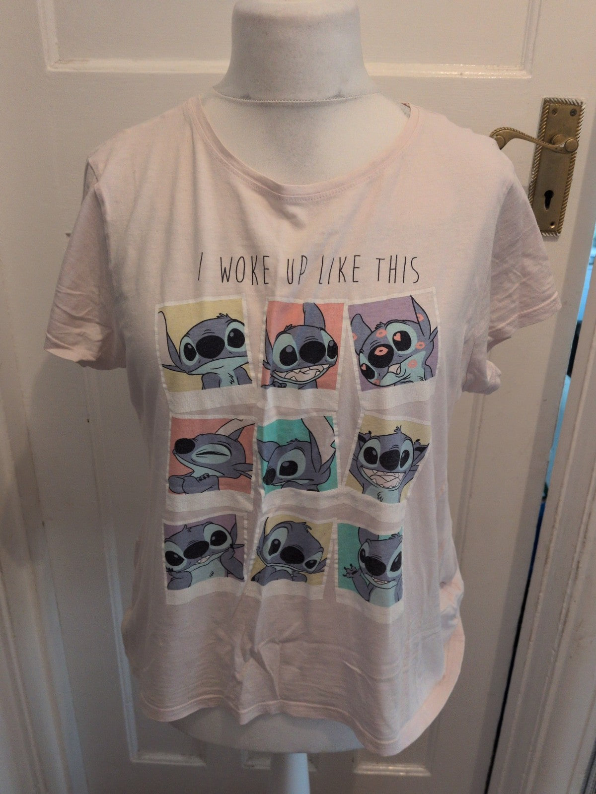 Primark Disney Medium Pale Pink Stitch Short Sleeve Pyjama Top
