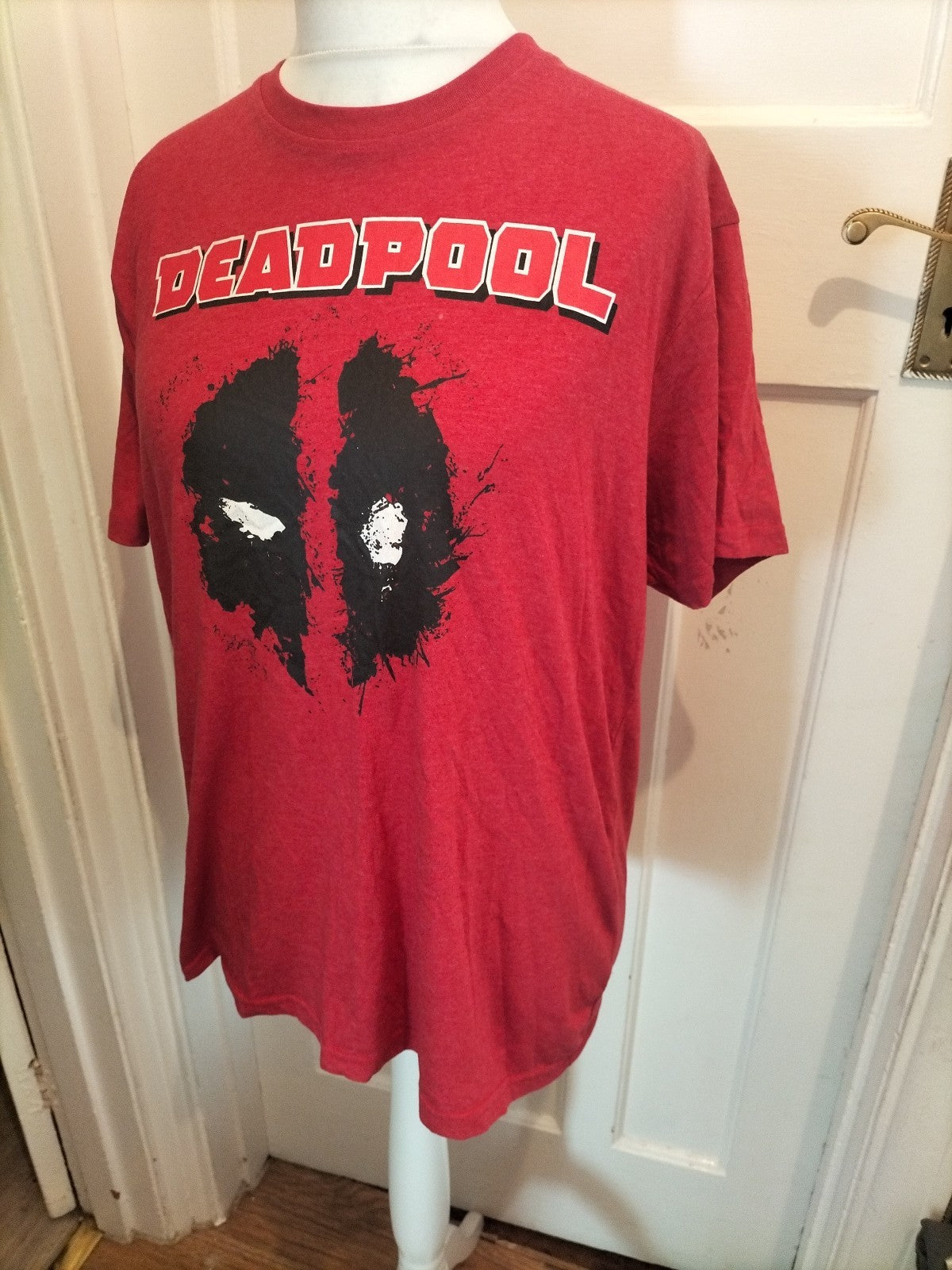 Mens Deadpool Size Large Red Print Pyjama Top