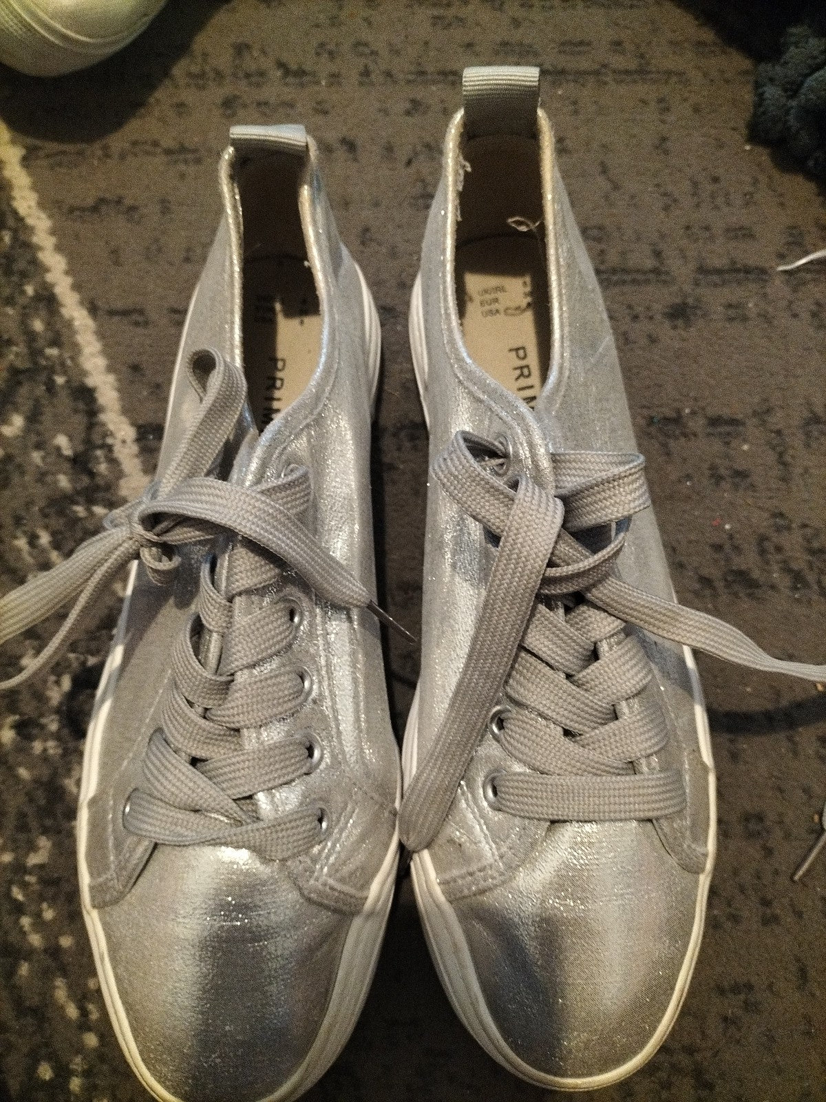 Ladies Primark Size 6 Silver Shinny Tie Up Pumps