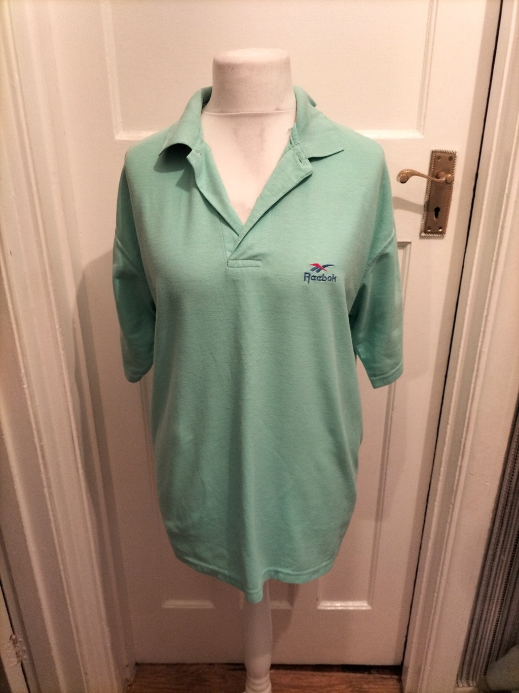 Mens Reebok Size XL Aqua Blue Short Sleeved Polo