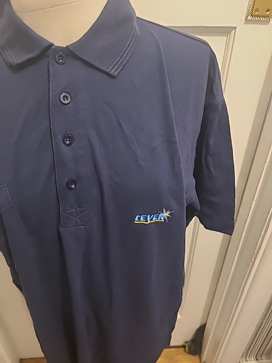 Mens More Style Size Large Navy Short Sleeved Polo Shirt