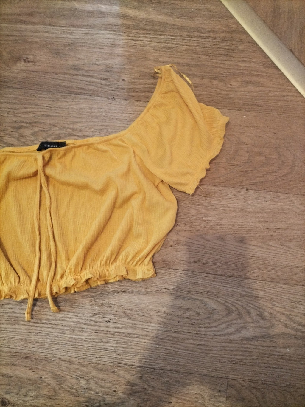 Ladies Primark Size Small Yellow Short Sleeved Crop Top