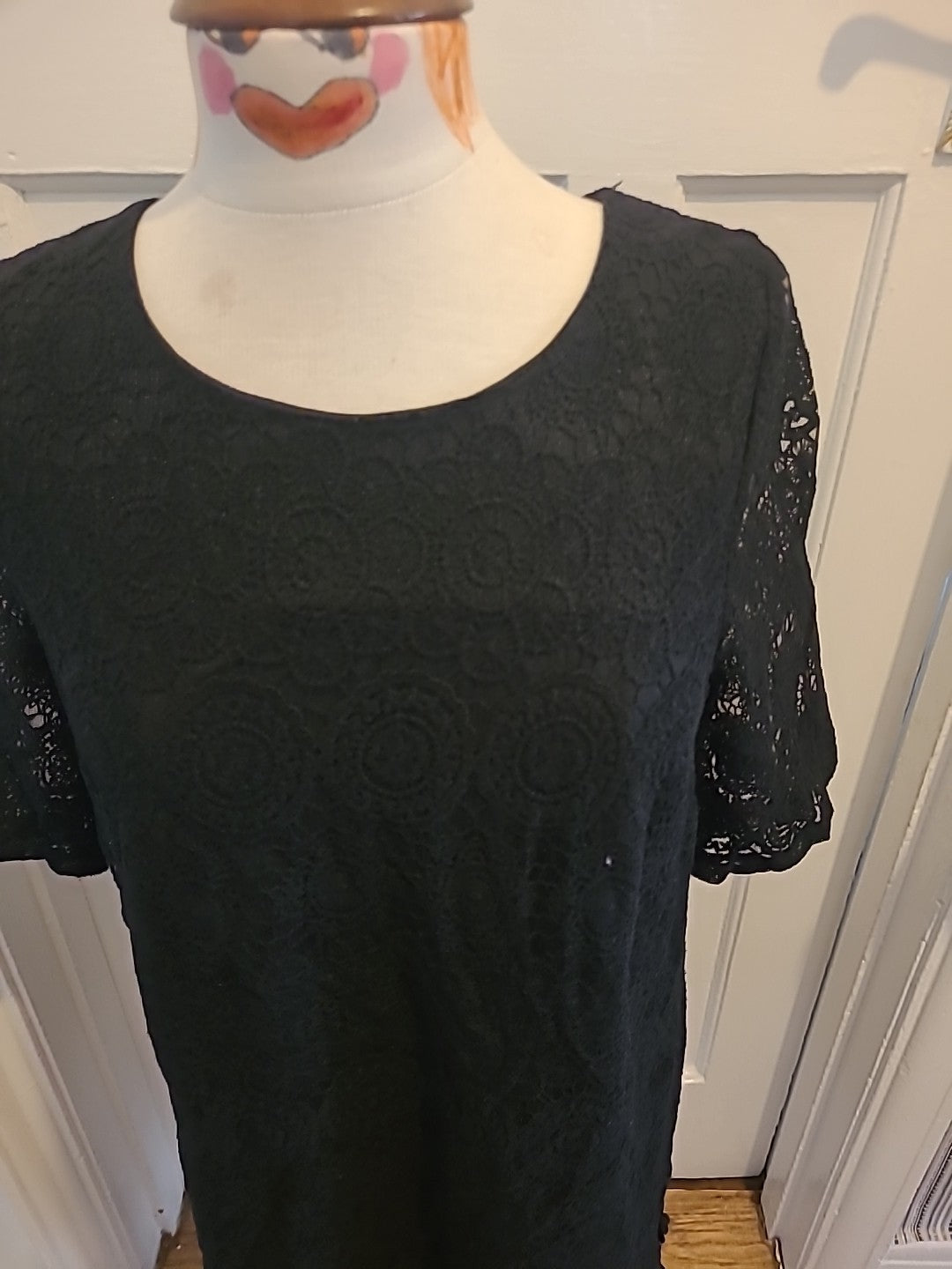 Ladies Tokyo Doll Size 14 Black Lace Lined Short Sleeved Dress
