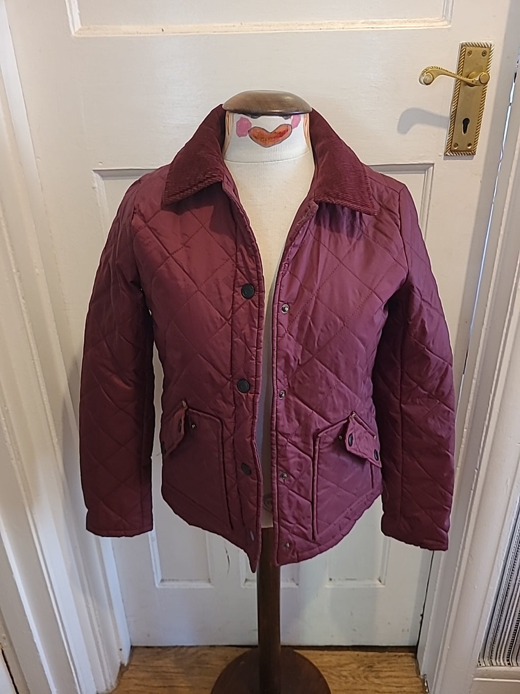 Ladies River Island Size 6 Burgundy Long Sleeved Coat