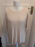 Damart 22/24 Pale Beige Short Sleeve Ribbed Short Sleeve Blouse
