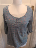 Tu 14 Dark Aqua Orange Patterned Short Sleeve Blouse