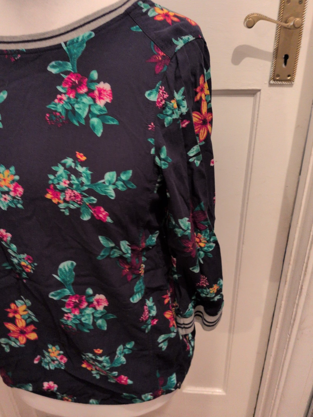 Cecil Small Navy Floral Long Sleeve Blouse
