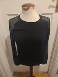 Ladies Next Size 8 Black With Grey See Through Sleeved Blouse