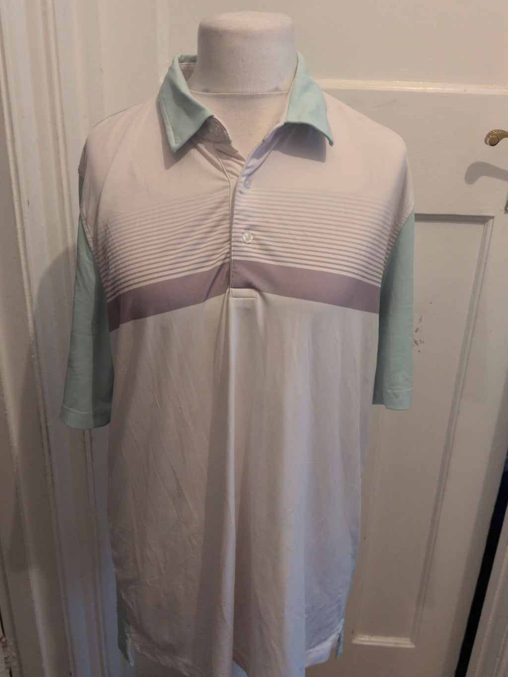 Glenmuir Large Pale Turquoise And White Short Sleeve Polo