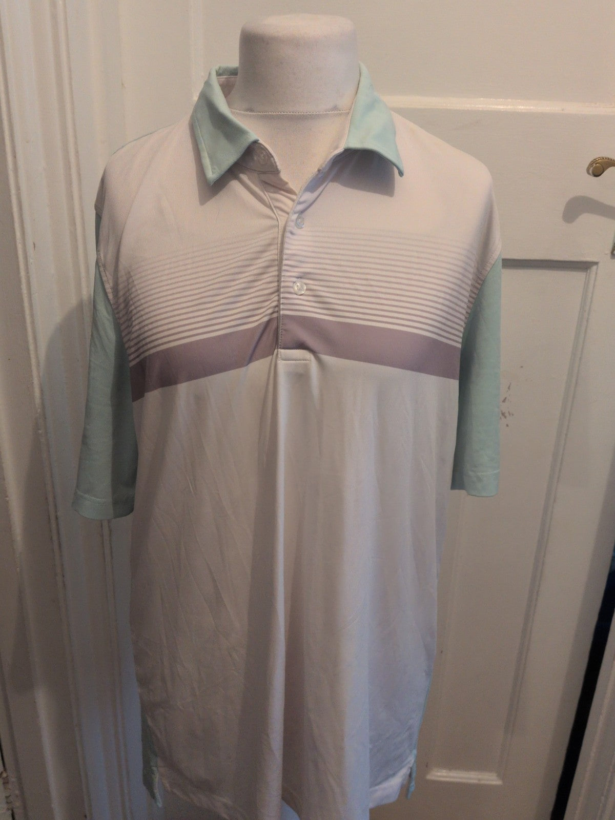 Glenmuir Large Pale Turquoise And White Short Sleeve Polo