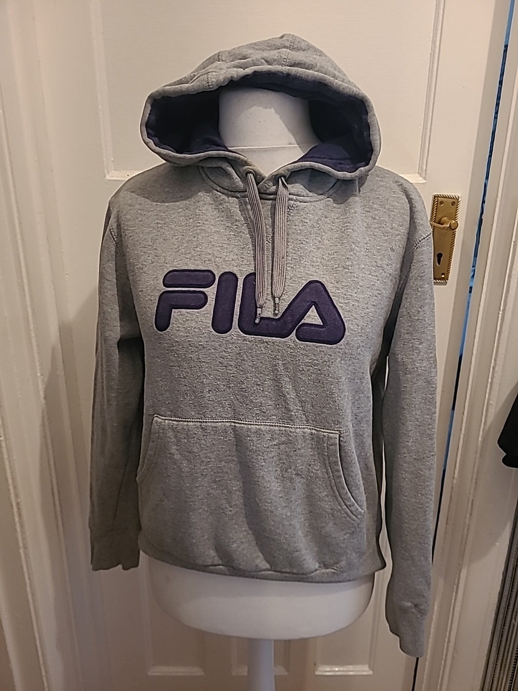 Mens Fila Size Medium Grey Pullover Hoodie
