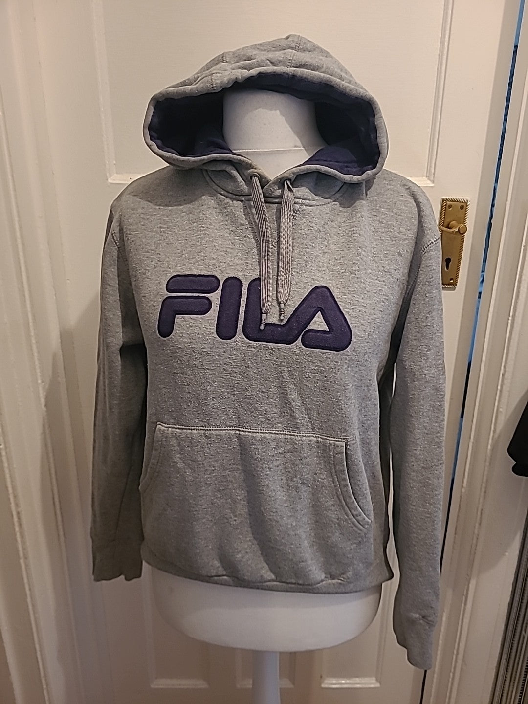 Mens Fila Size Medium Grey Pullover Hoodie
