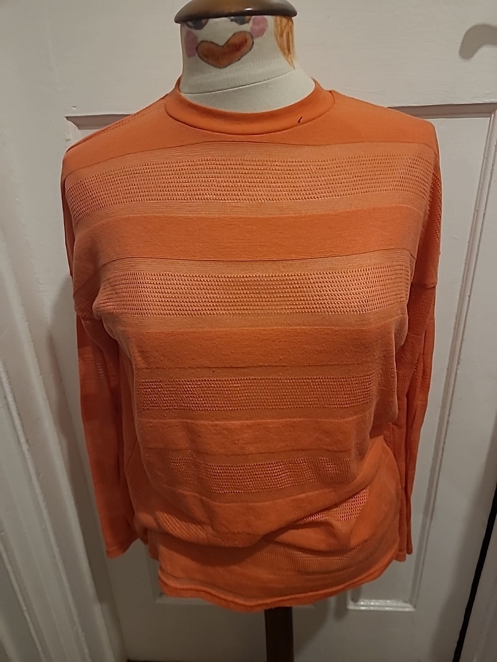Ladies Next Size 10 Orange See Through Long Sleeved Tshirt