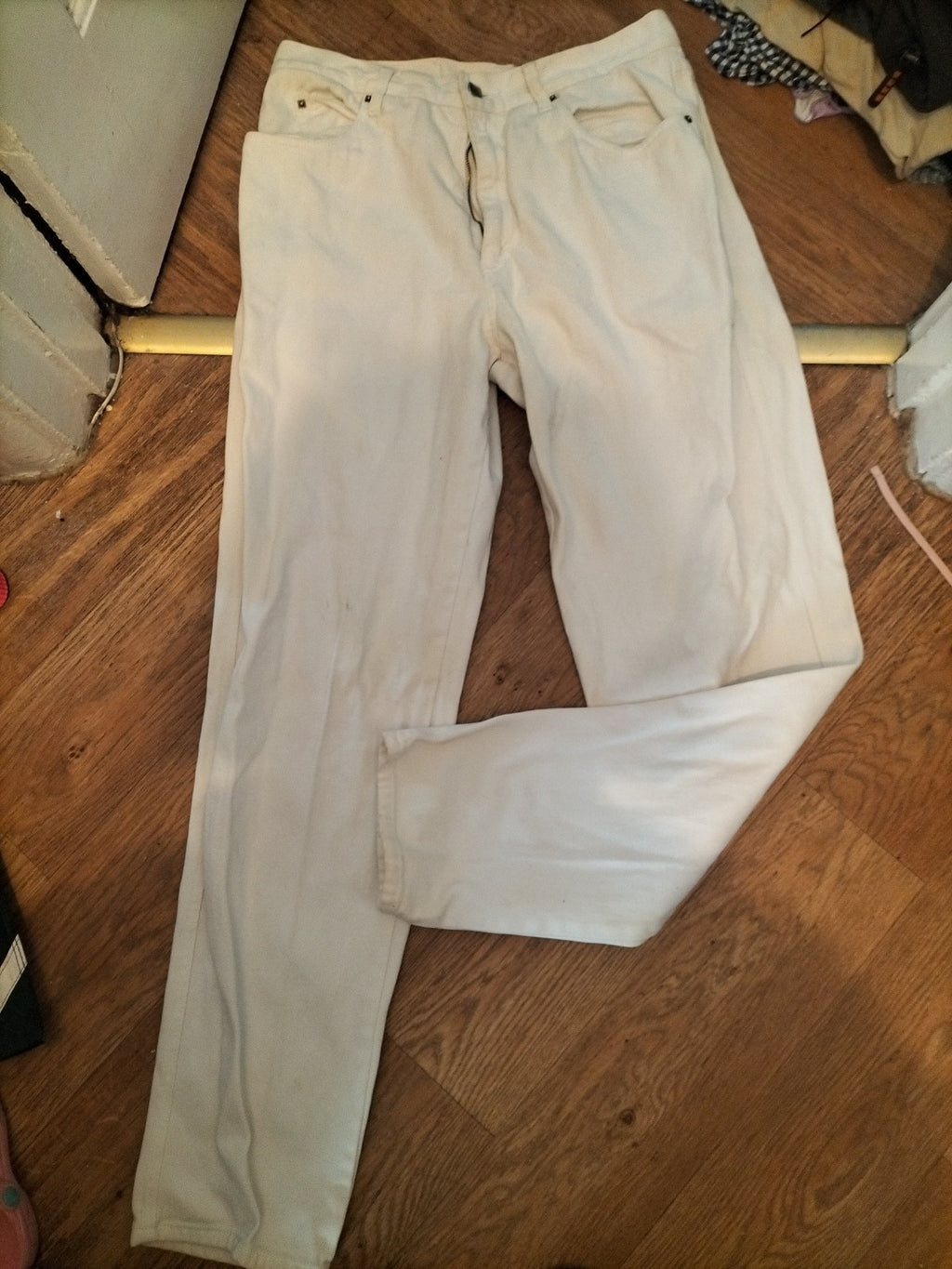 Fendi 38" White Denim Jeans Small Marks On Rear