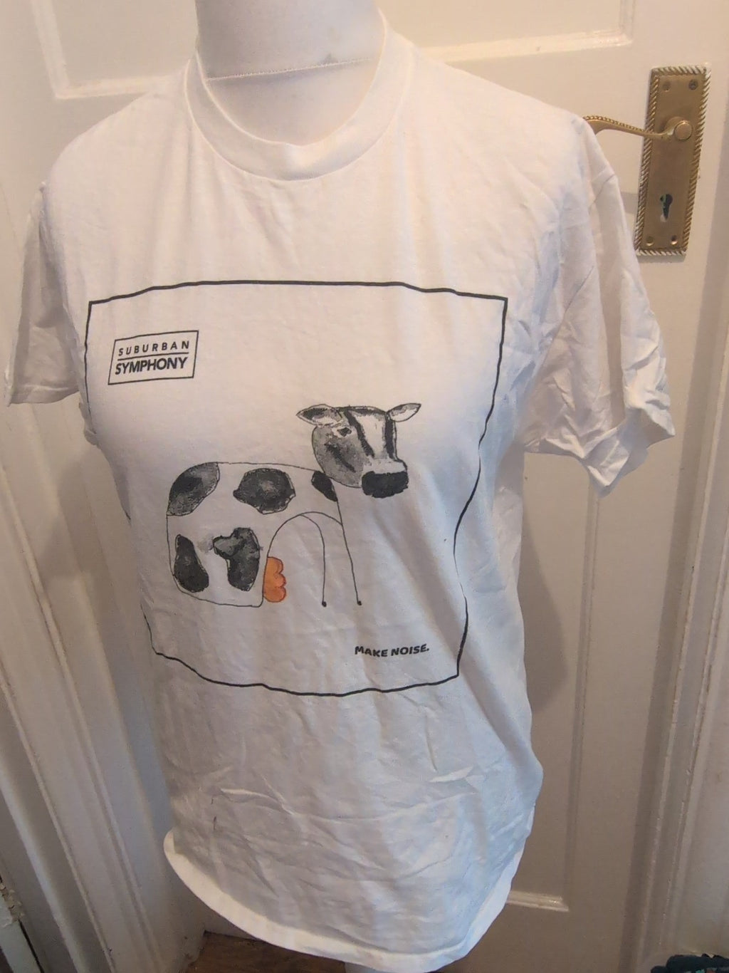 Gildan Medium White Cow Pattern Short Sleeve T-shirt