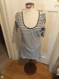 Ladies Next Size M Black And White Striped Short Sleeve Pencil Dress