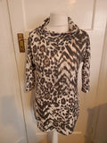 Ladies F&F Size 12 Animal Print Roll Neck Long Sleeved Blouse