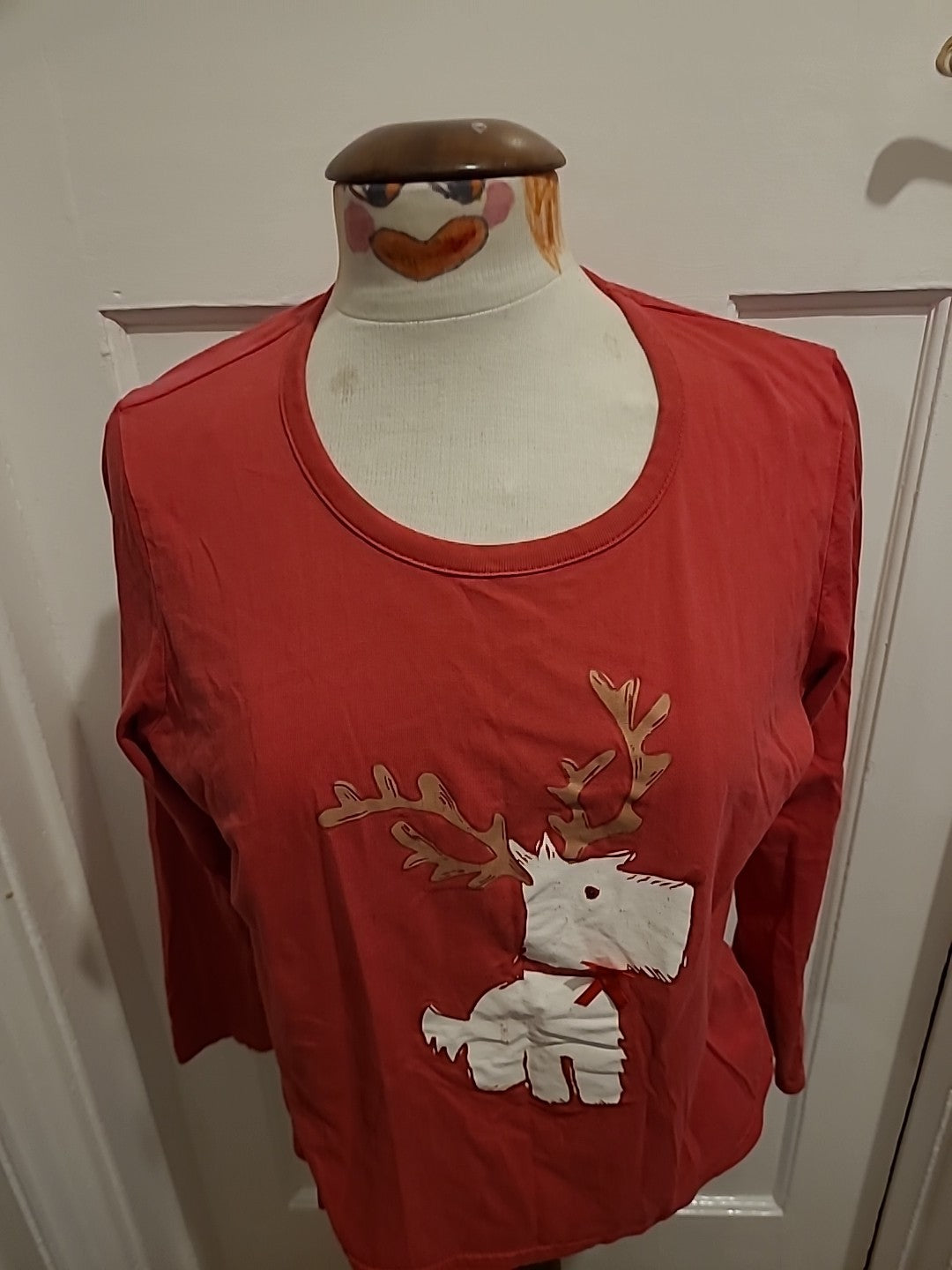 Ladies F&F Size 12-14 Pink Reindeer Pyjama Top