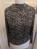 Ladies Papaya Size 14 Black And White High Neck Long Sleeved Top Free Delivery