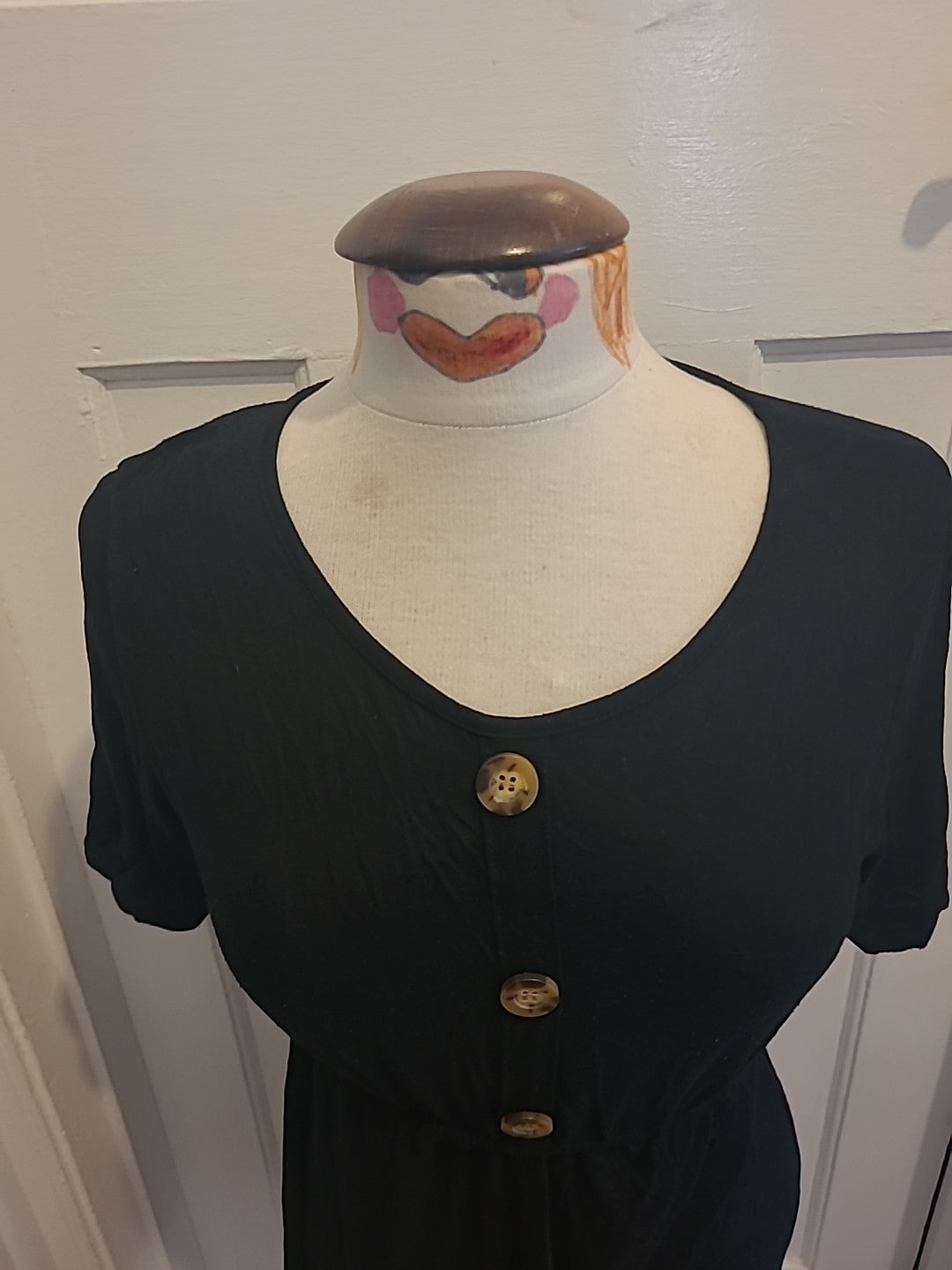 Ladies Boohoo Size 8 Black Short Sleeved Imitation Buttoned Dress