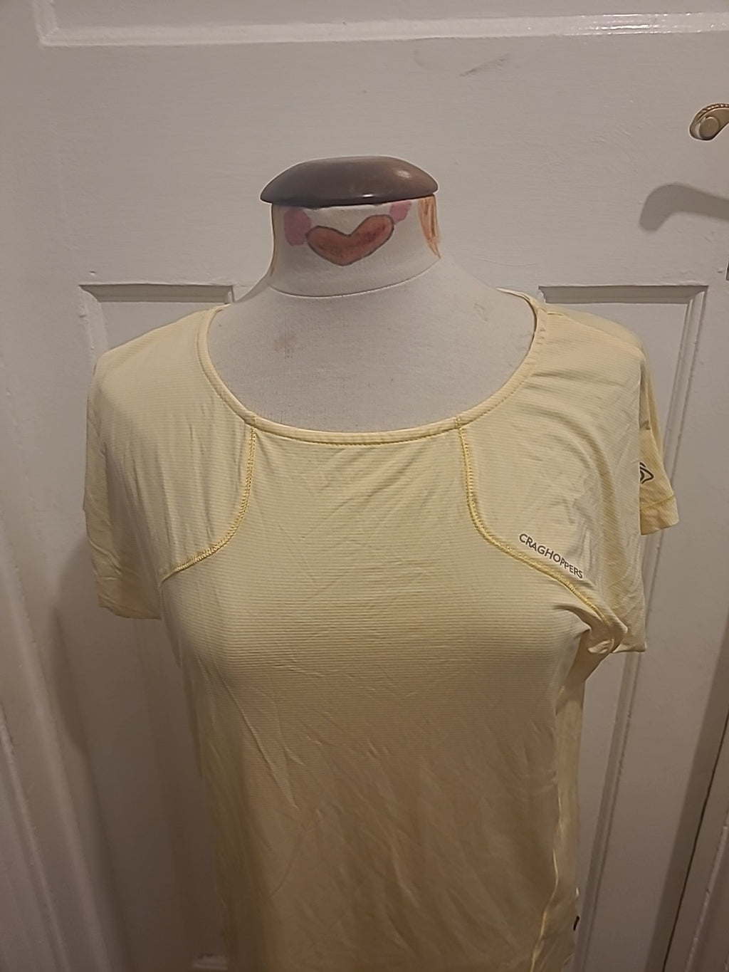 Ladies Craighoppers Size 16 Yellow/White Striped Short Sleeved Tshirt