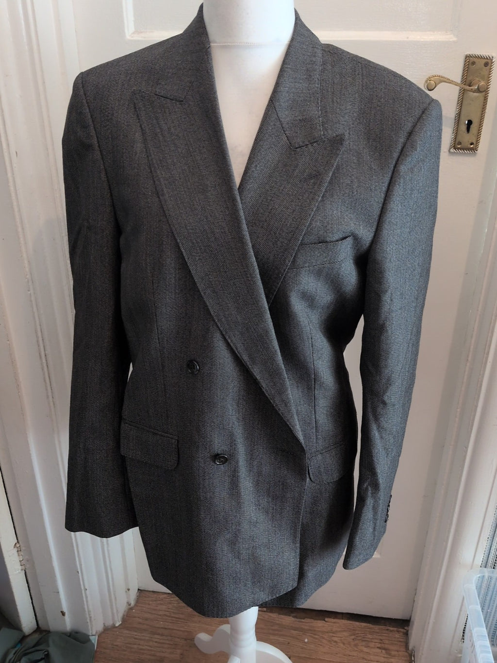 St Michael 42L Grey Lined Blazer Suit Jacket