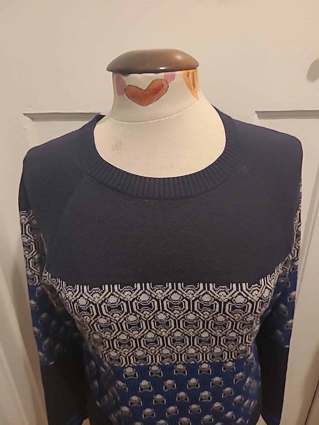 Mens Next Size Small Navy/Blue Patterned Long Sleeved Pullover Lightweight...
