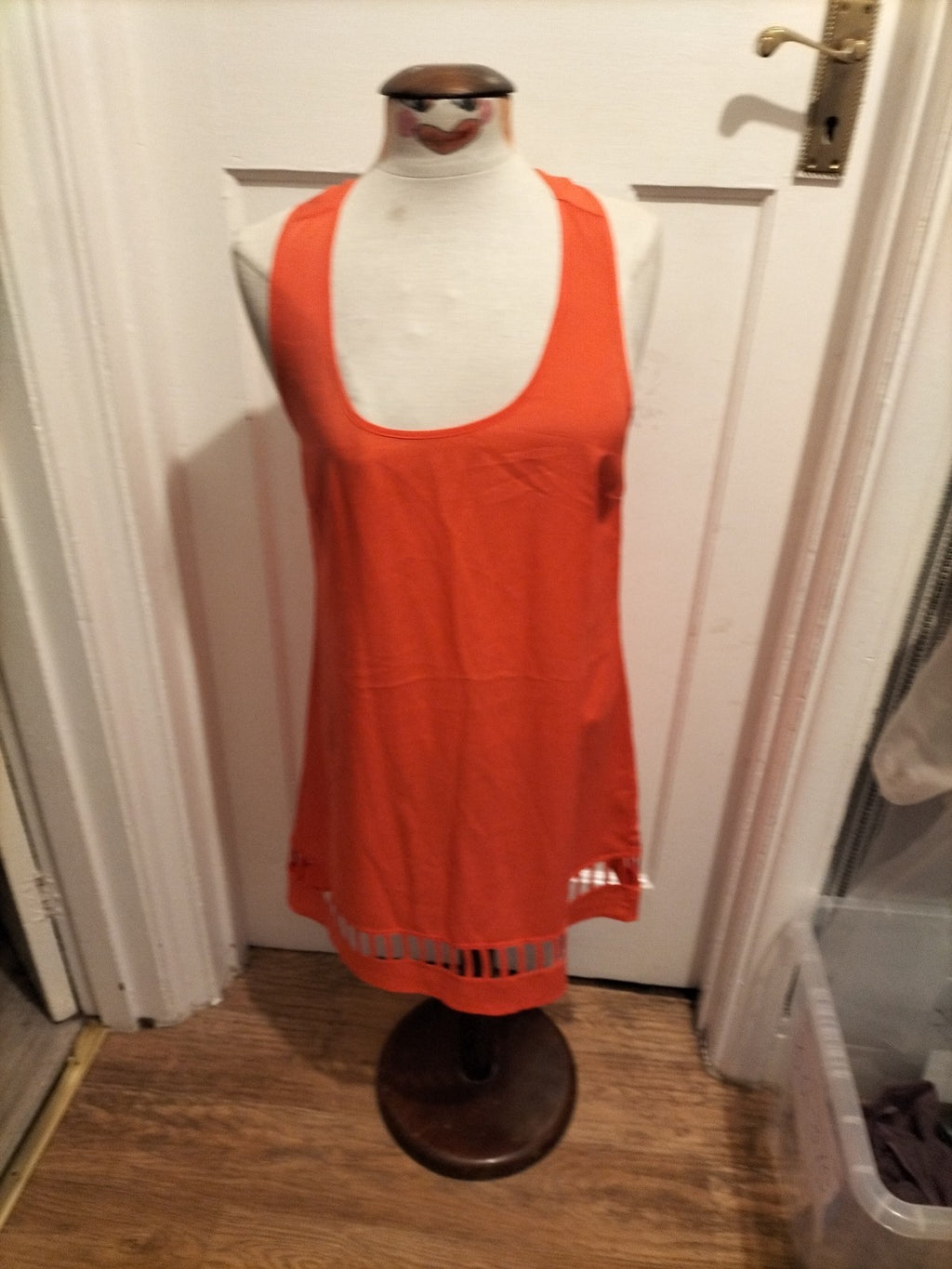 Ladies Asos Size 12 Bright Peach Sleeveless A Line Dress