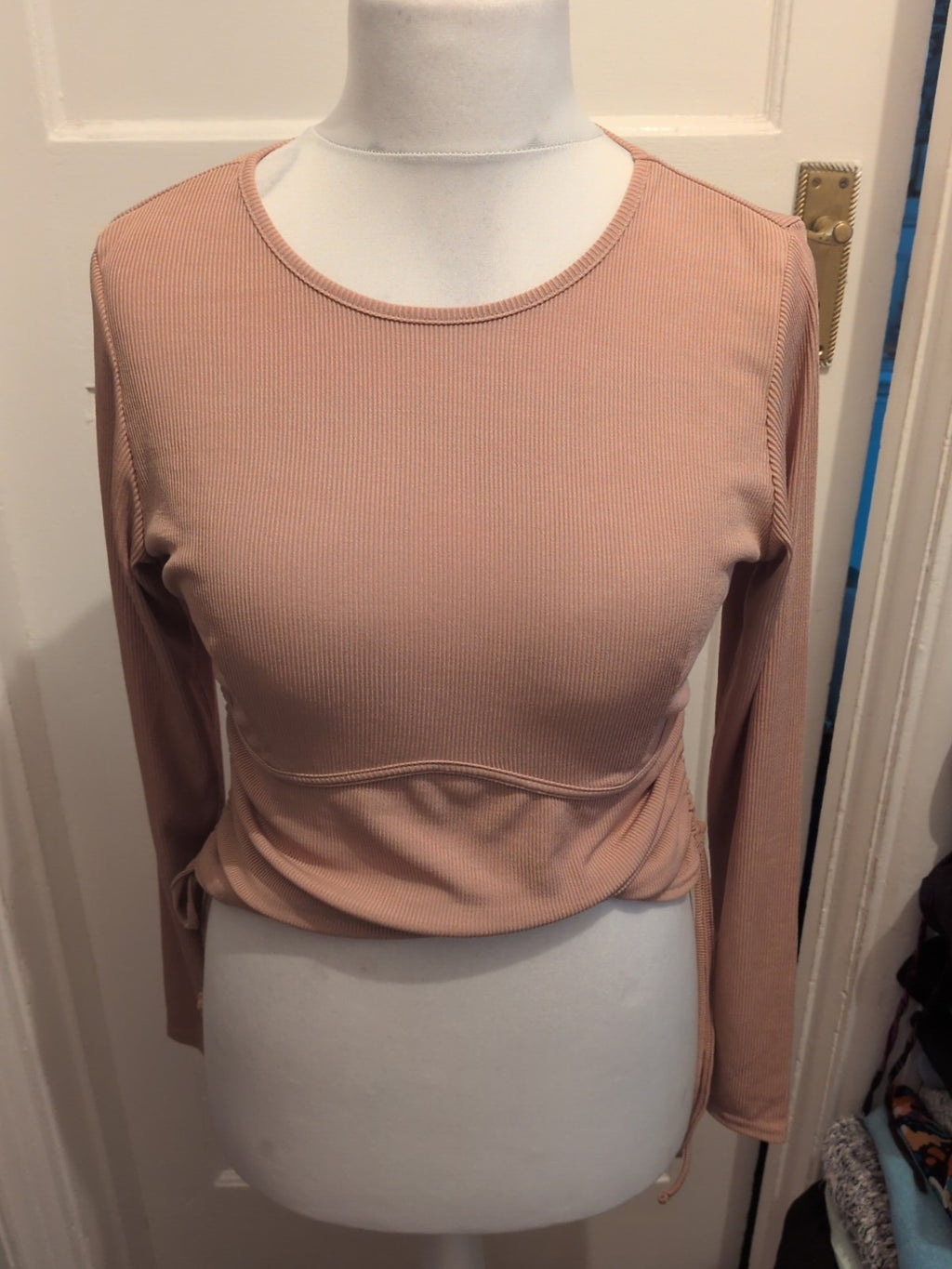 Ladies New Look Size 18 Pale Brown Ribbed Long Sleeved Top