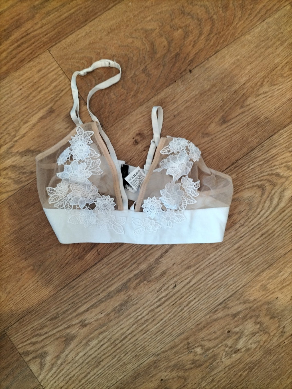 River Island 8 White And Beige Bralette
