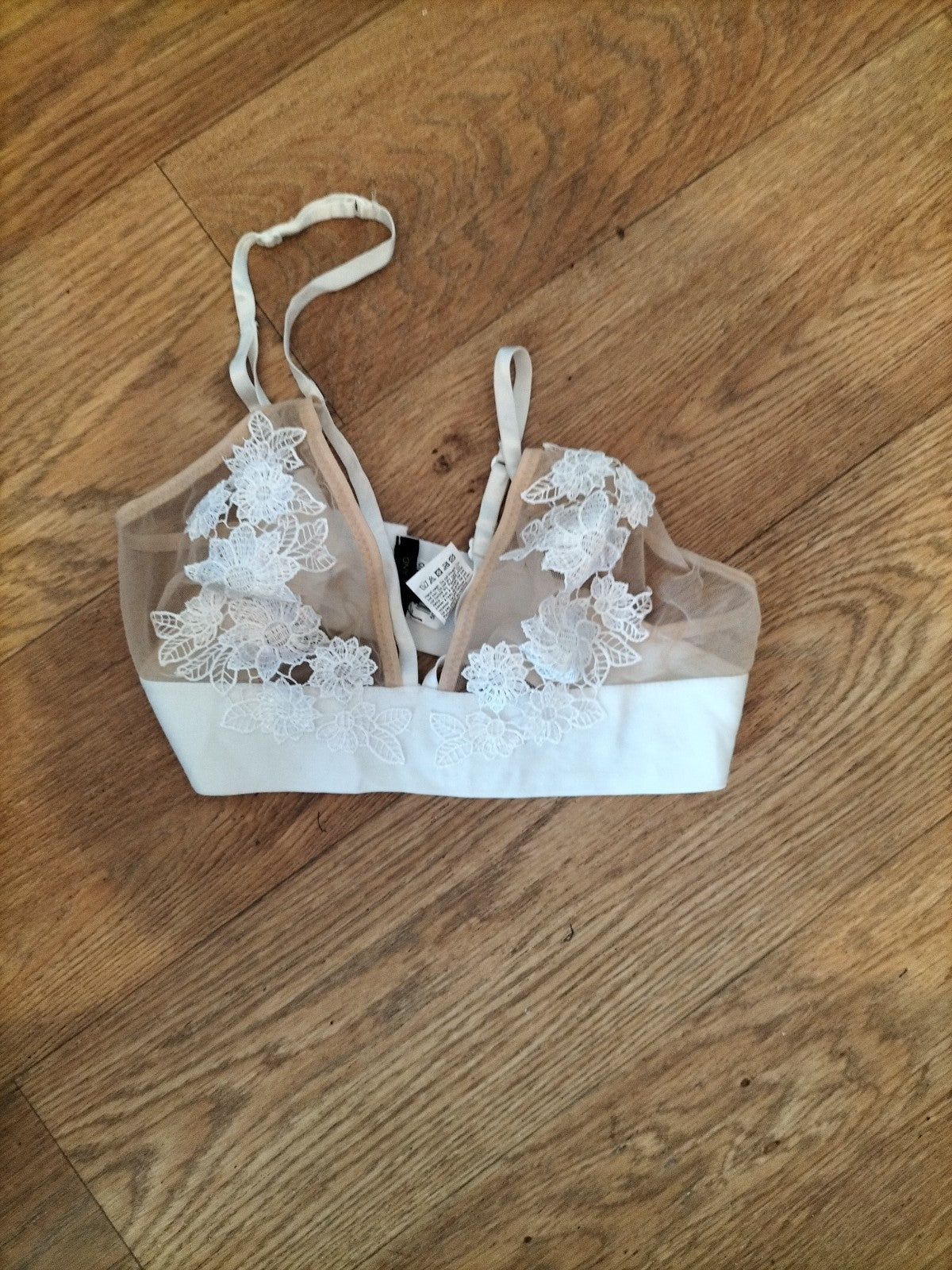 River Island 8 White And Beige Bralette