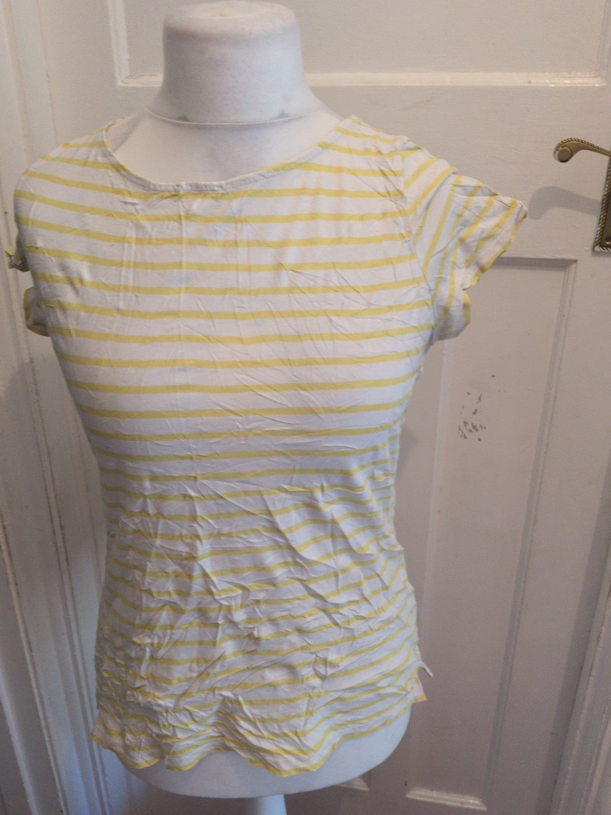 Boden 12 Yellow And White Stripe Short Sleeve T-shirt