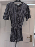 Next 12 Navy Striped Belted Short Sleeve Dress