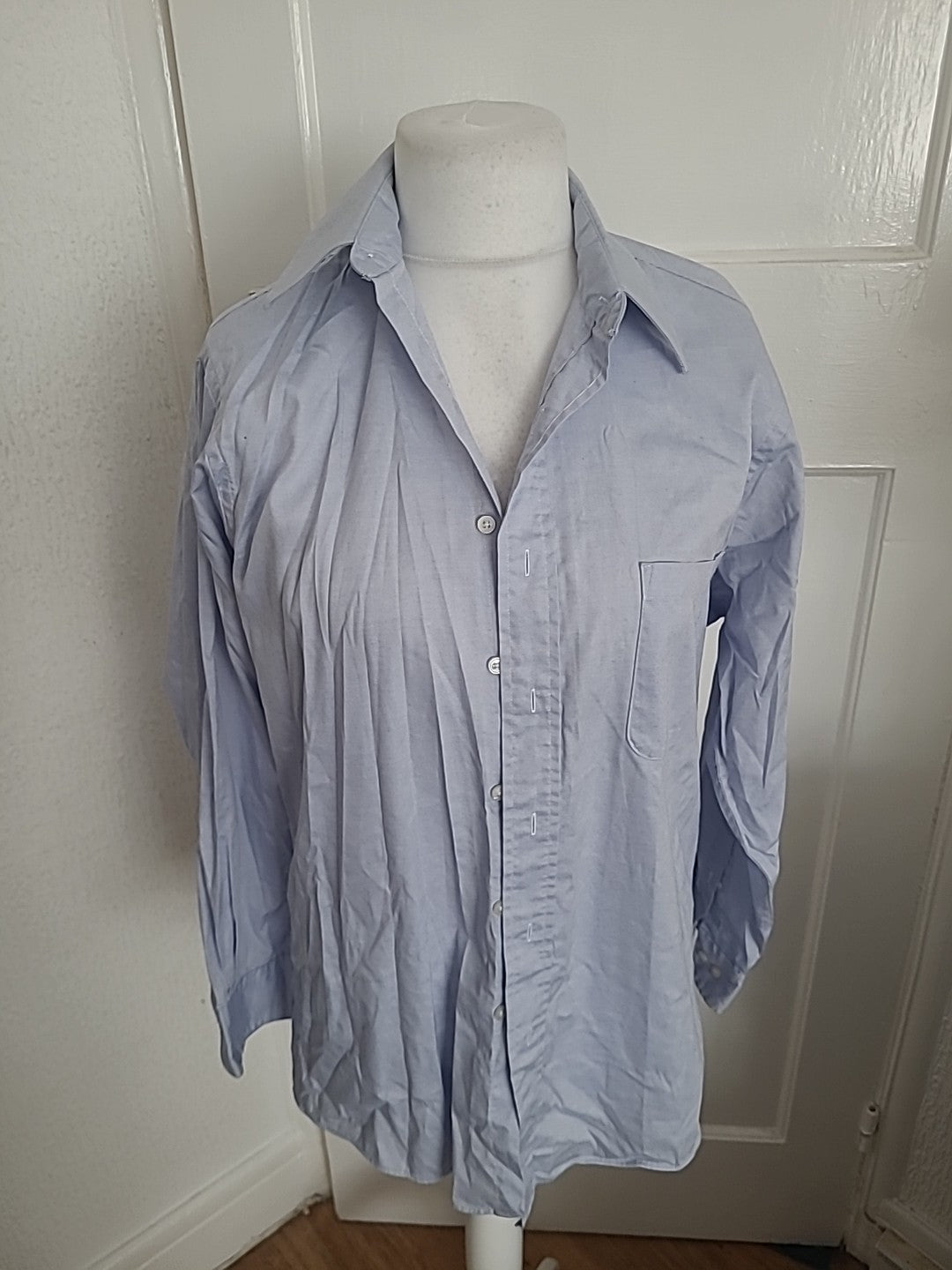 Mens Vanheusen Size 15.5 Grey/Blue Long Sleeve Shirt