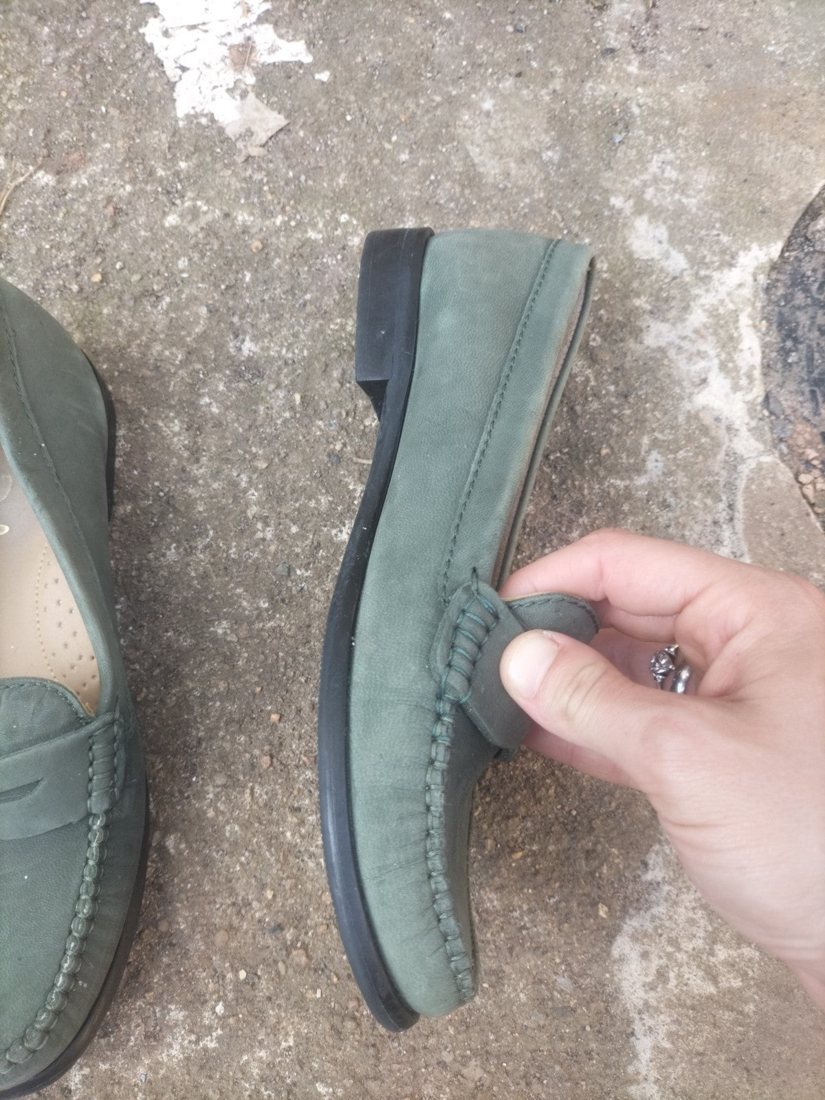 Ladies Van Dad Size 37 Green Slip On Shoe