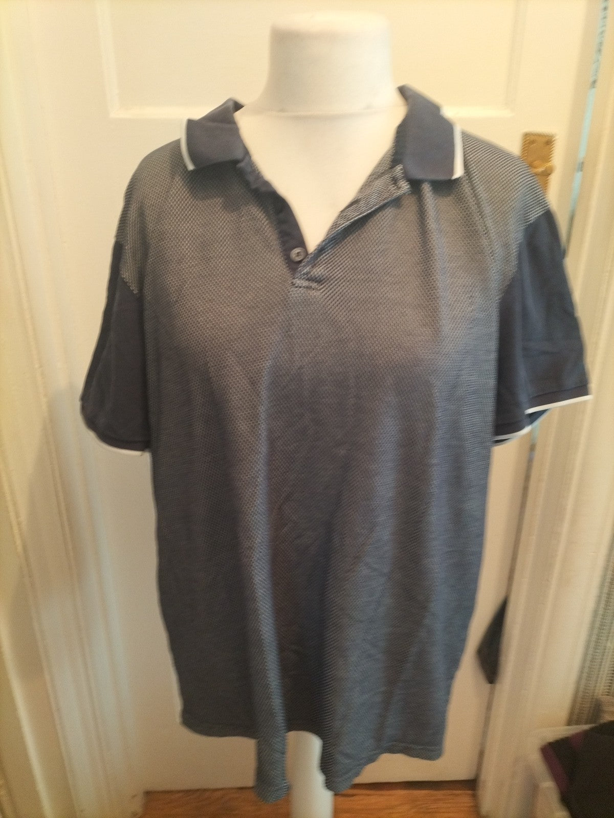 George XXL Navy And White Short Sleeved Polo