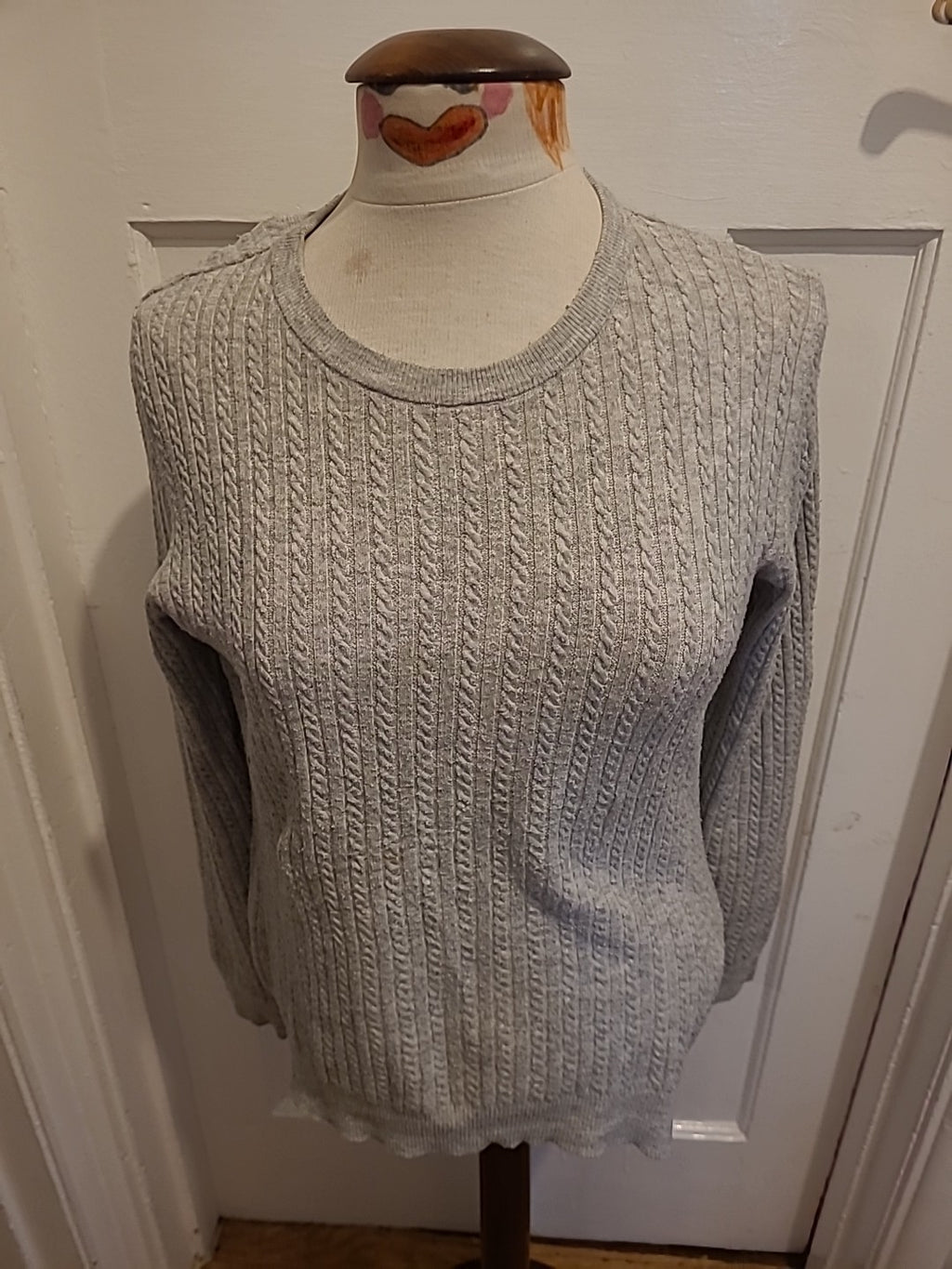 Ladies Papaya Size 12 Grey Patterned Pullover Jumper(Mark On Front)