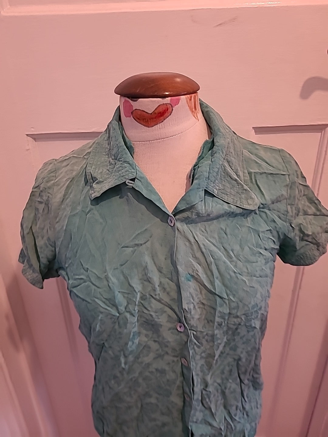 Ladies Monsoon Size Small Turquoise Short Sleeved Blouse