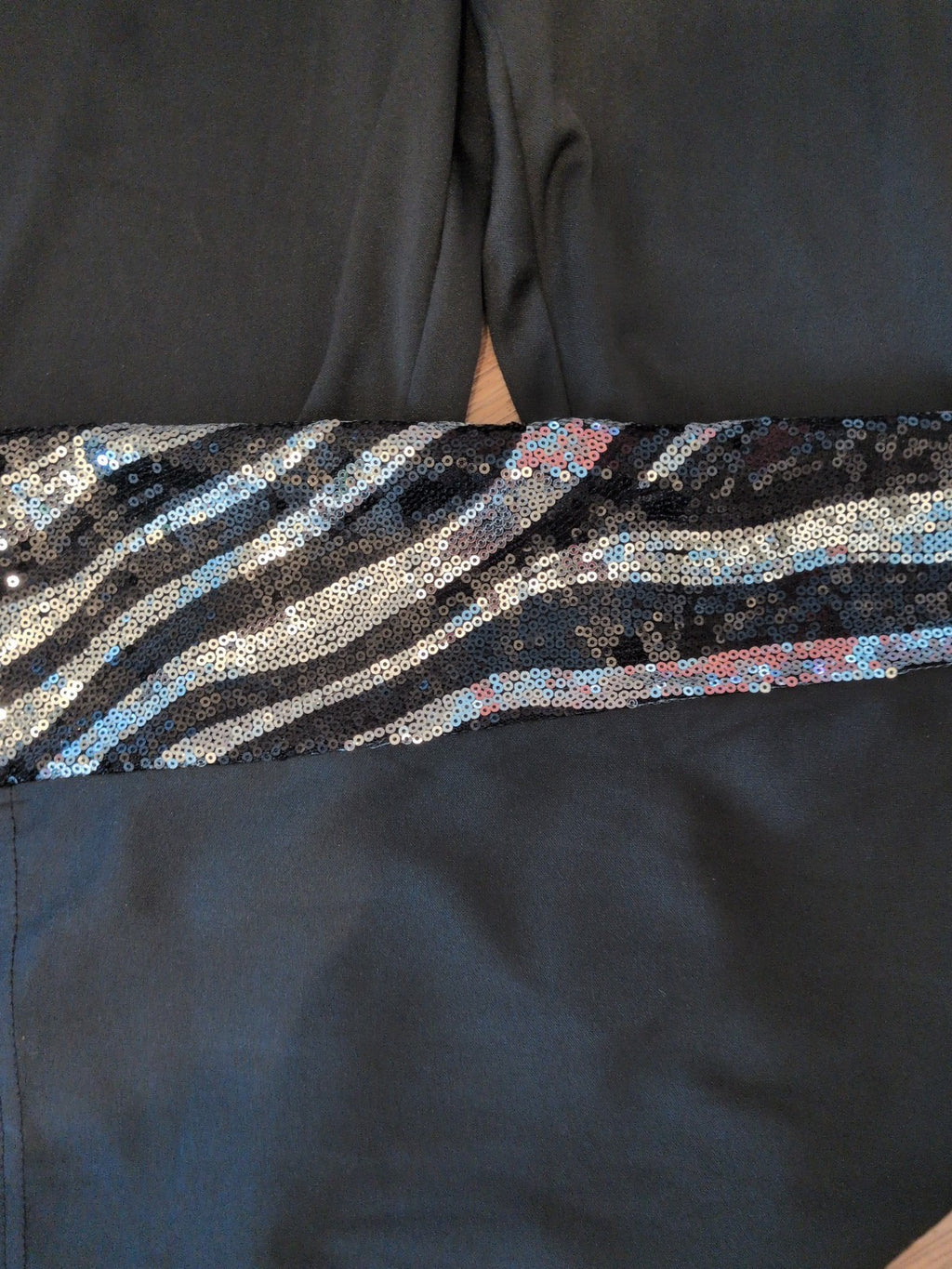 Shein XL Black Ith Silver Sequin Stripes Down Legs Trousers Elasticated
