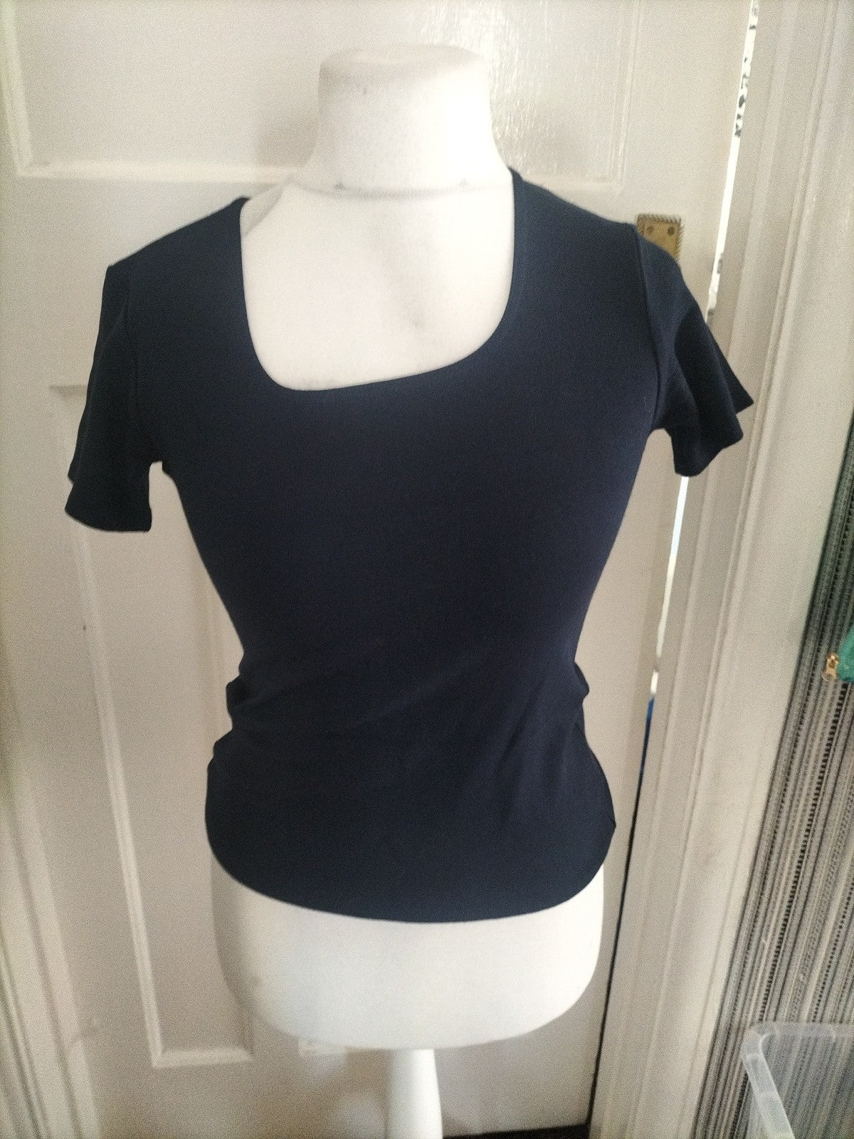 Ladies Editions Size 10/12 Navy Short Sleeve Blouse