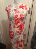 Ladies Anna Rose Size 14 Grey/Pink/Red Floral Lined Dress