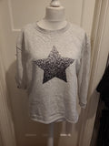 Ladies Bonmarche Size 16 White Fleck Star Long Sleeve Jumper