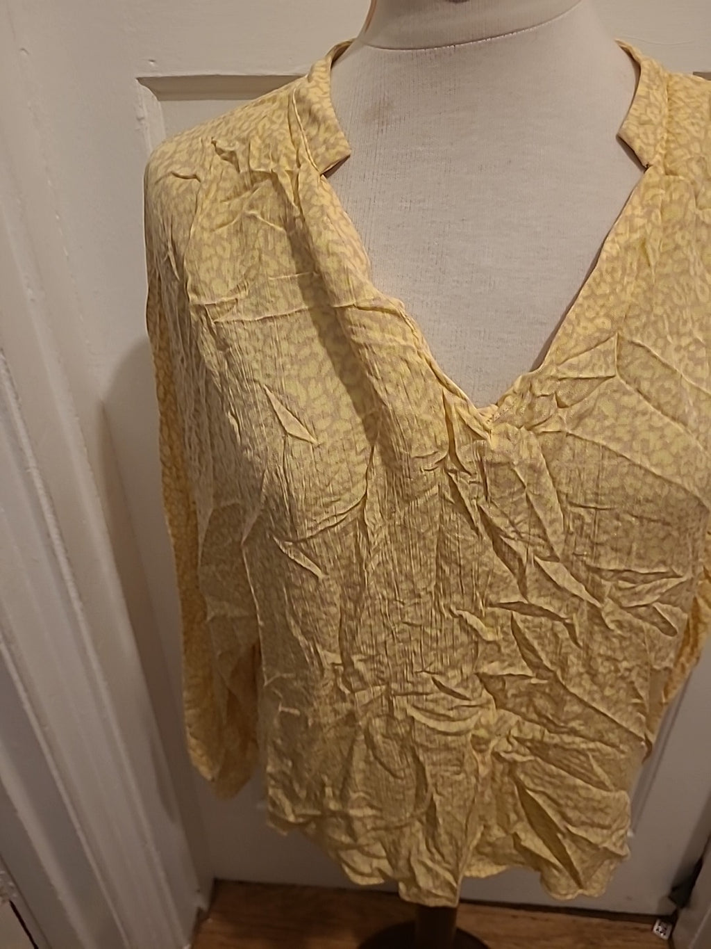 Ladies F&F Size 12 Yellow Pink Long Sleeved Blouse